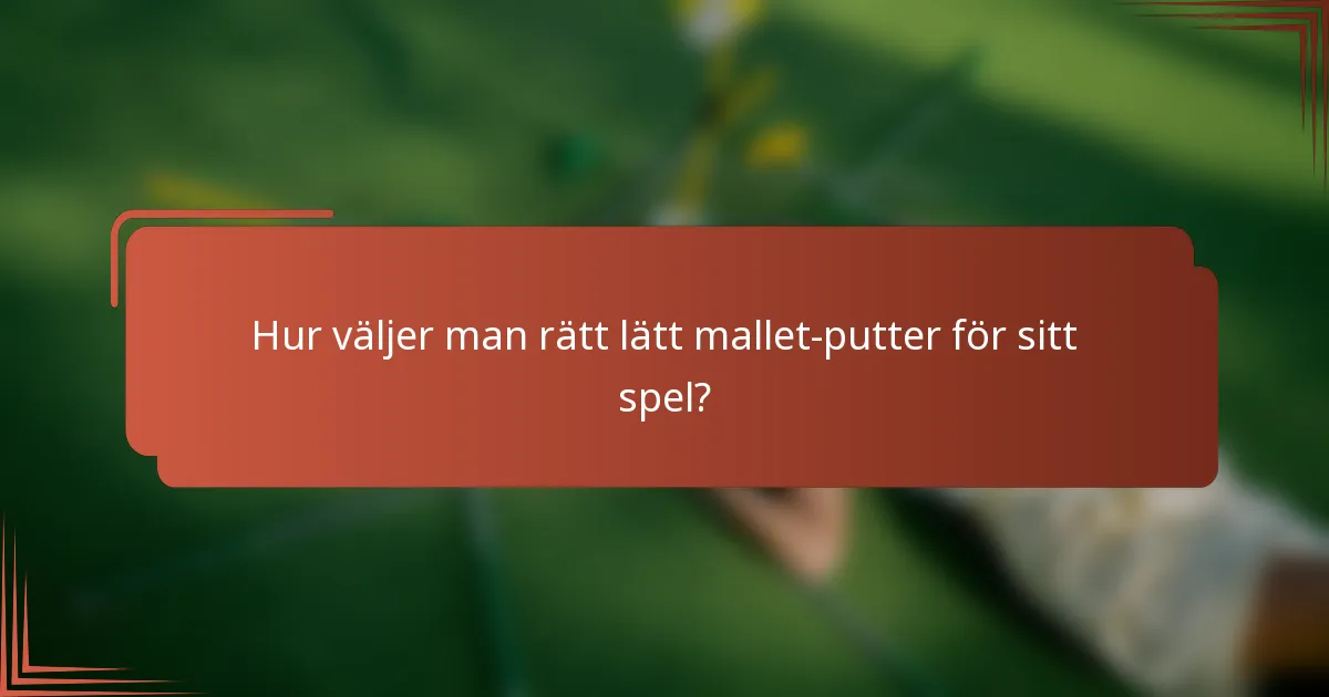 Hur väljer man rätt lätt mallet-putter för sitt spel?