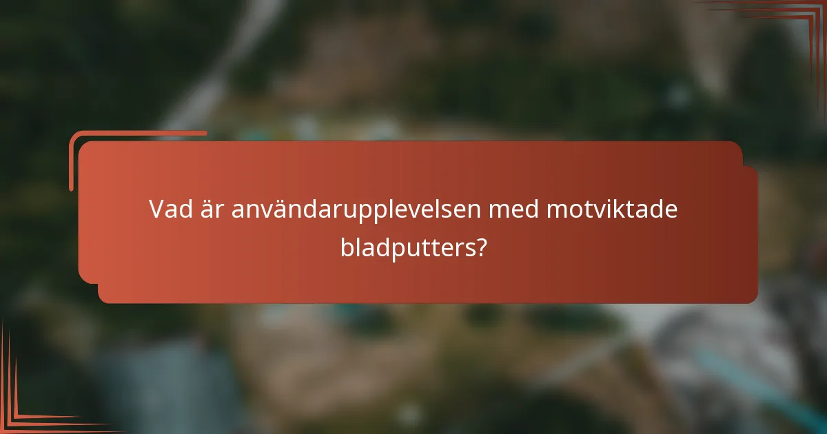 Vad är användarupplevelsen med motviktade bladputters?