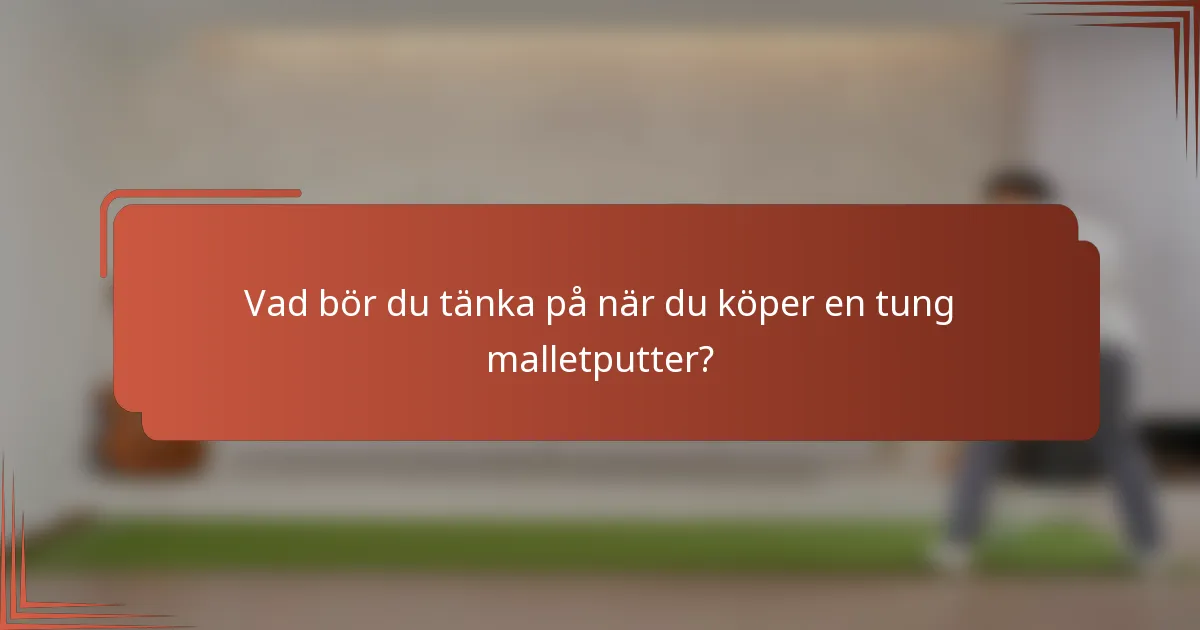 Vad bör du tänka på när du köper en tung malletputter?