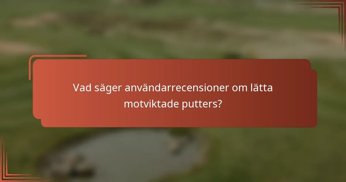 Vad säger användarrecensioner om lätta motviktade putters?