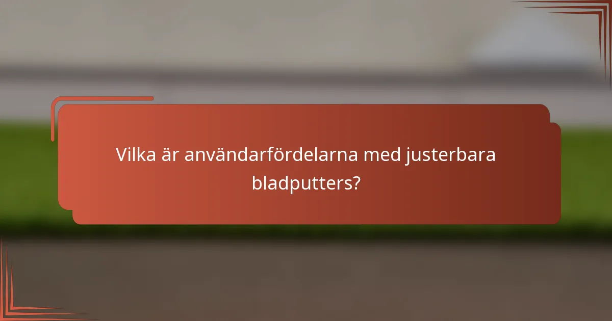Vilka är användarfördelarna med justerbara bladputters?