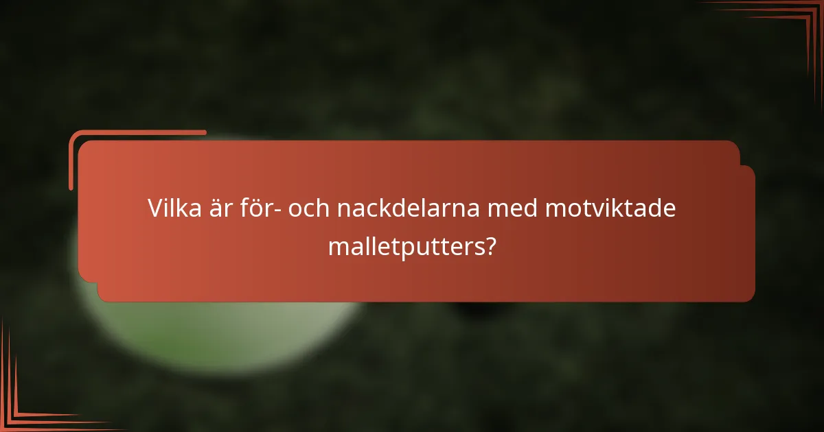 Vilka är för- och nackdelarna med motviktade malletputters?