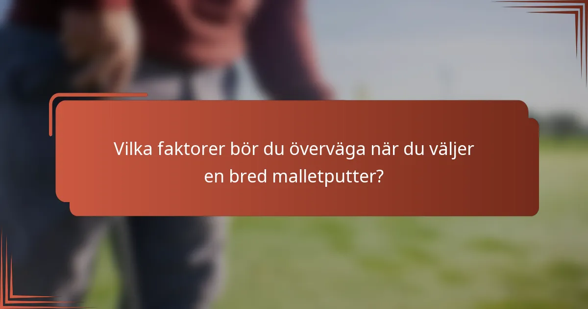 Vilka faktorer bör du överväga när du väljer en bred malletputter?
