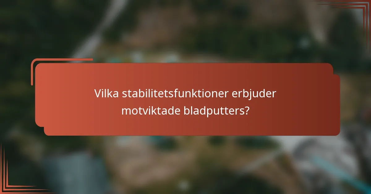 Vilka stabilitetsfunktioner erbjuder motviktade bladputters?
